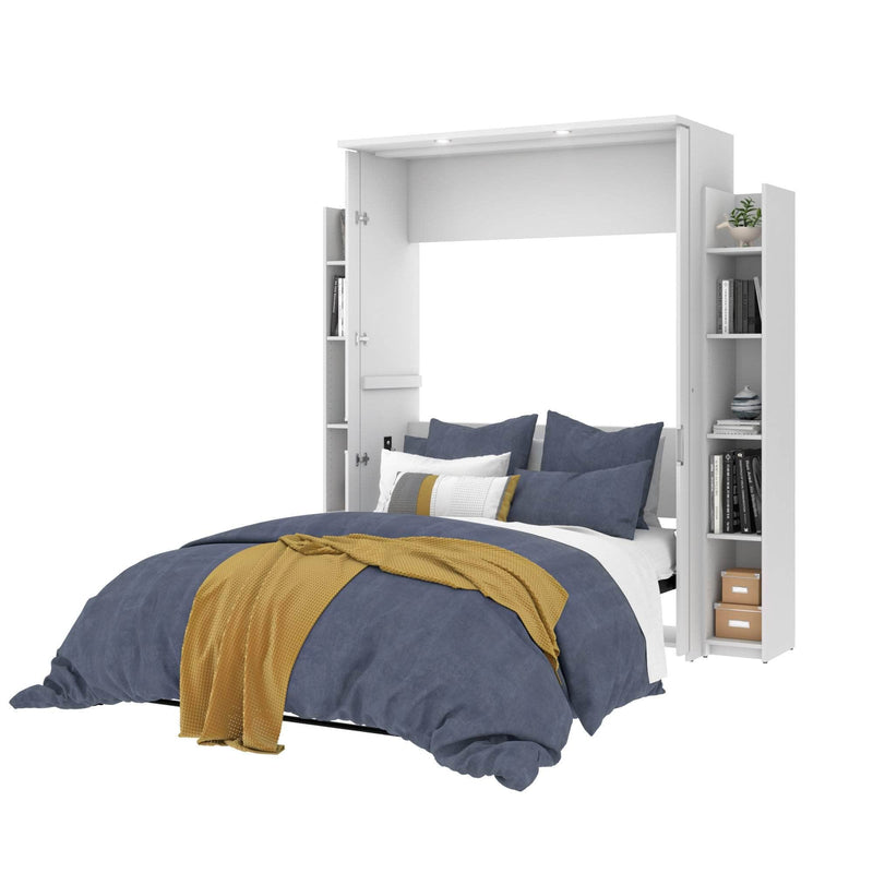 Modubox Murphy Wall Bed White Lumina Full Murphy Wall Bed and 2 Storage Units (79”) - White