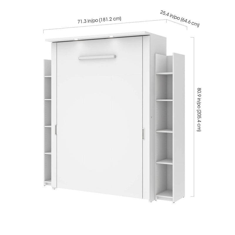 Modubox Murphy Wall Bed White Lumina Full Murphy Wall Bed and 2 Storage Units (79”) - White
