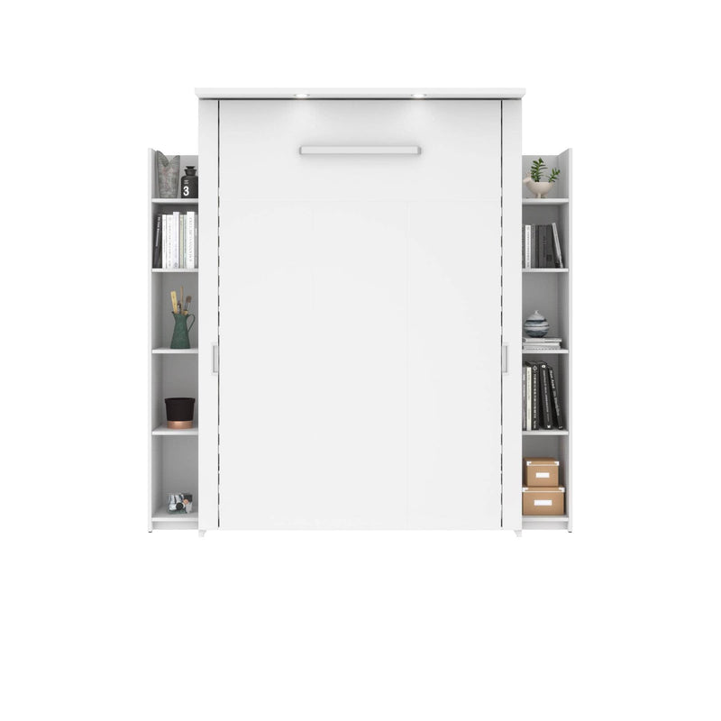 Modubox Murphy Wall Bed White Lumina Full Murphy Wall Bed and 2 Storage Units (79”) - White