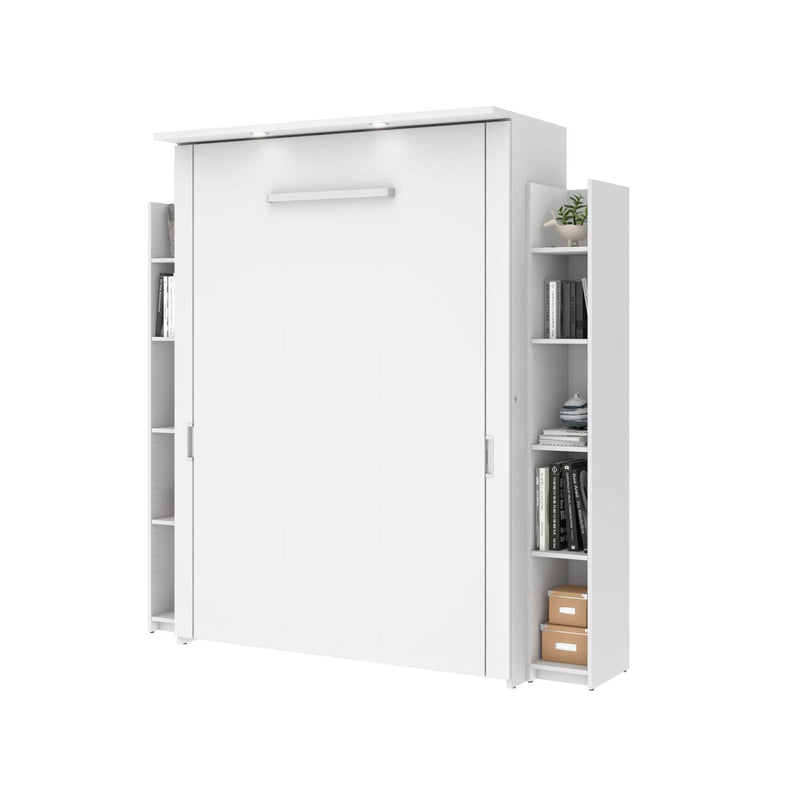Modubox Murphy Wall Bed White Lumina Full Murphy Wall Bed and 2 Storage Units (79”) - White