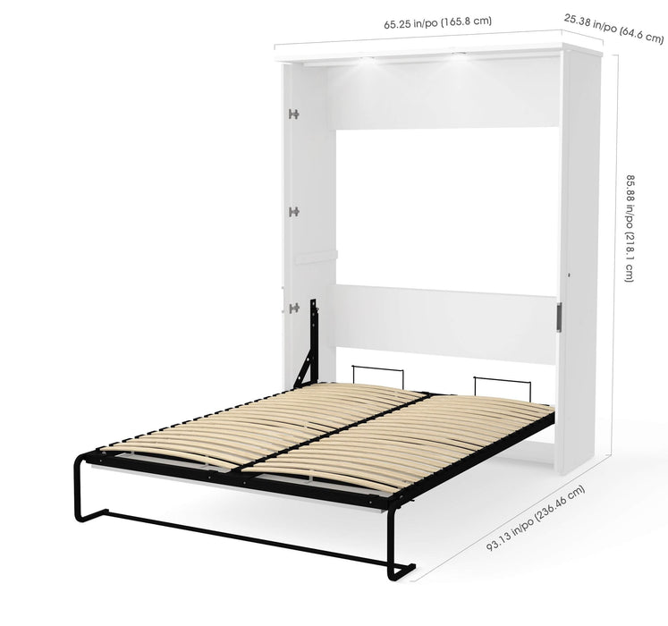 Modubox Murphy Wall Bed White Lumina Queen Murphy Wall Bed and 1 Storage Unit (89”) - White