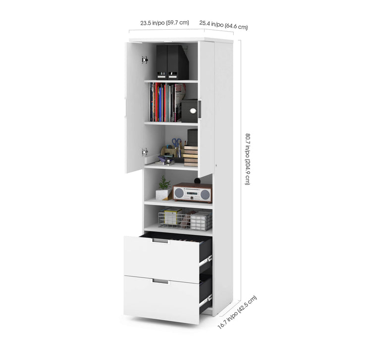 Modubox Murphy Wall Bed White Lumina Queen Murphy Wall Bed and 2 Storage Units (113”) - White