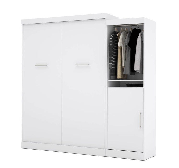 Modubox Murphy Wall Bed White Nebula 90" Set including a Queen Wall Murphy Bed and One Storage Unit - Available in 3 Colours