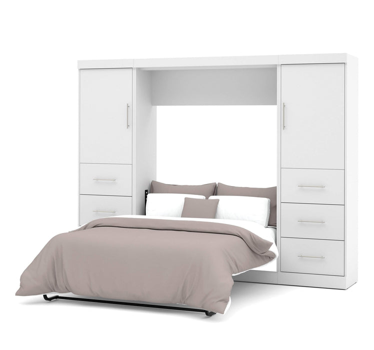 Modubox Murphy Wall Bed White Nebula Full Murphy Wall Bed and 2 Storage Units with Drawers (109W) - Available in 3 Colours