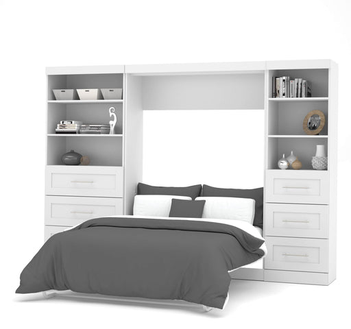 Modubox Murphy Wall Bed White Pur Full Murphy Wall Bed and 2 Storage Units with Drawers (120”) - Available in 2 Colours