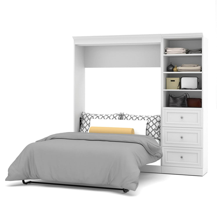 Modubox Murphy Wall Bed White Versatile Full Murphy Wall Bed and 1 Storage Unit with Drawers (84”) - White