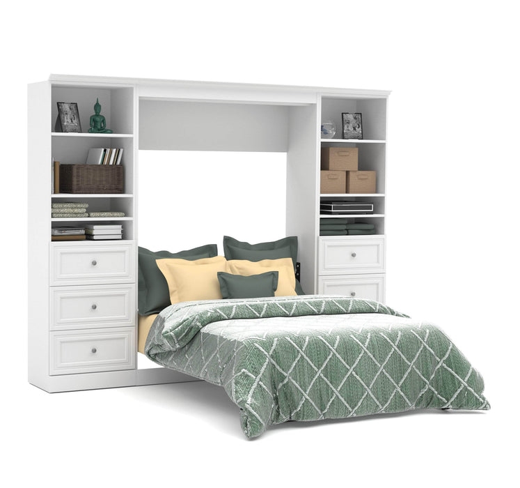Modubox Murphy Wall Bed White Versatile Full Murphy Wall Bed and 2 Storage Units with Drawers (109”) - White