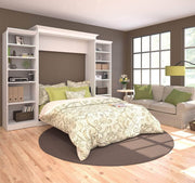 Modubox Murphy Wall Bed White Versatile Queen Murphy Bed and 2 Storage Units (115”) - White