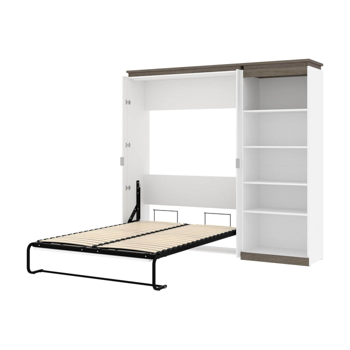 Modubox Murphy Wall Bed White & Walnut Grey Orion Full Murphy Wall Bed With Shelving Unit - Available in 2 Colours