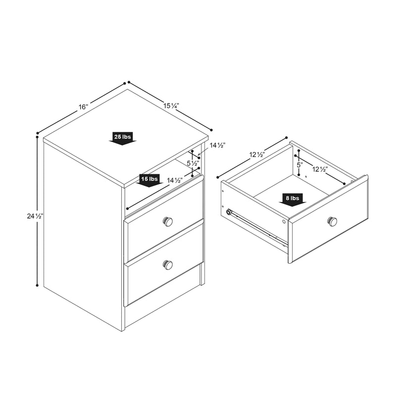 Modubox Nightstand Astrid 2-Drawer Nightstand - Multiple Options Available