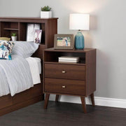 Modubox Nightstand Milo Mid Century Modern 2-drawer Tall Nightstand with Open Shelf - Available in 5 Colours