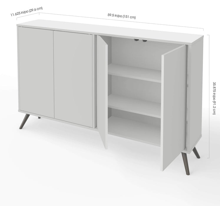 Modubox Storage Cabinet White Krom 60” Storage Cabinet with Metal Legs - White