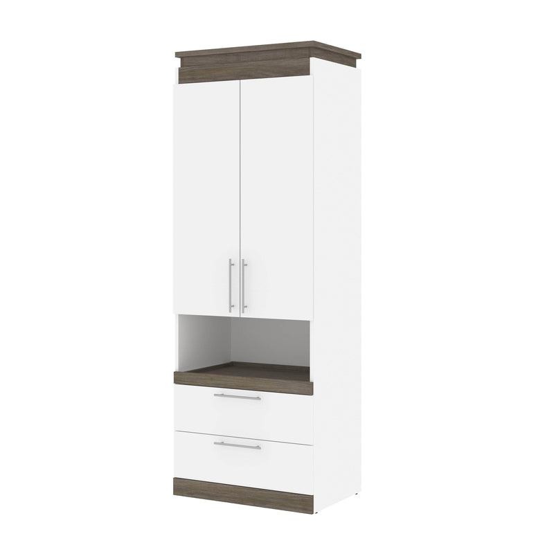 Modubox Storage Cabinet White & Walnut Grey Orion 30"W Storage Cabinet with Pull-Out Shelf - Available in 2 Colours