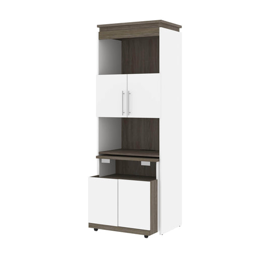 Modubox Storage Cabinet White & Walnut Grey Orion Shelving Unit with Fold-Out Desk - Available in 2 Colours