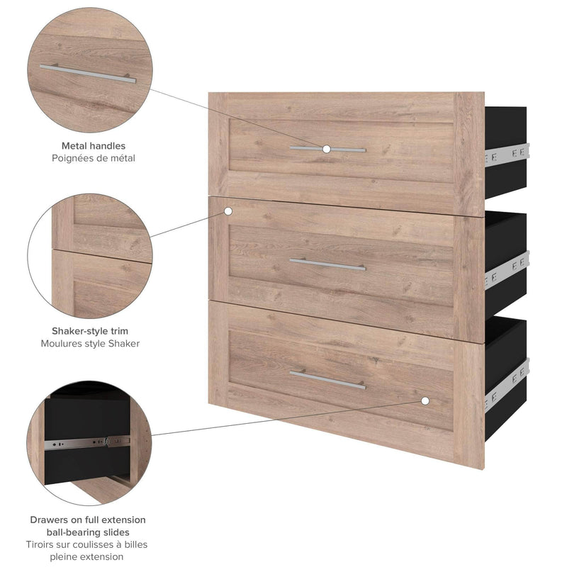 Modubox Storage Drawers Pur 3-Drawer Set for Pur 36” Closet Organizer - Available in 4 Colours