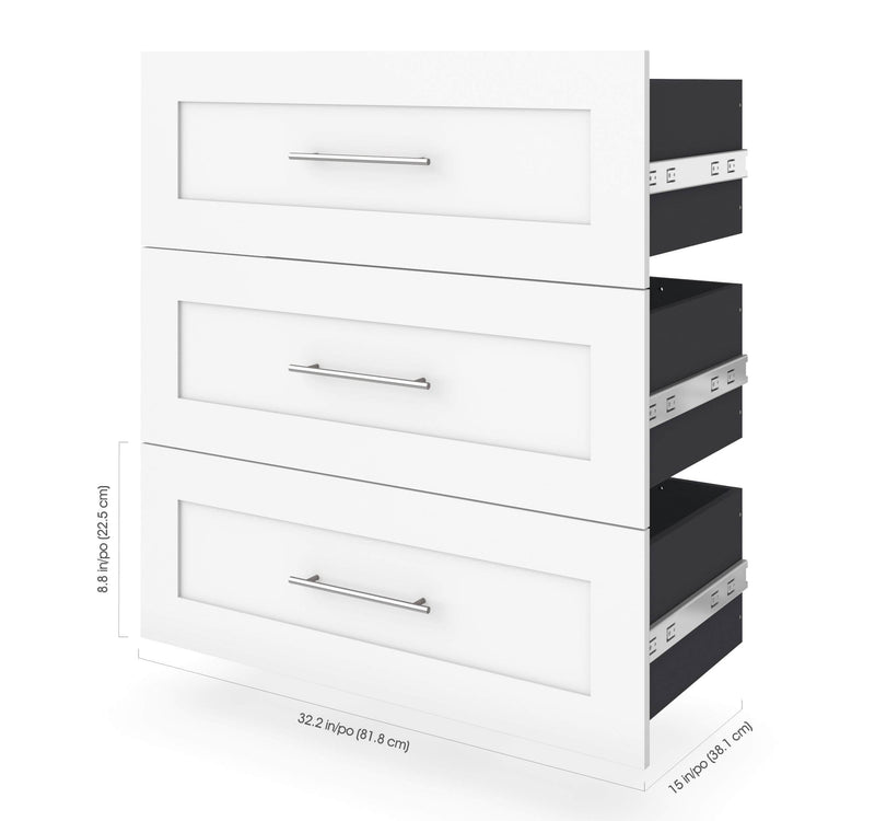 Modubox Storage Drawers Pur 3-Drawer Set for Pur 36” Closet Organizer - Available in 4 Colours