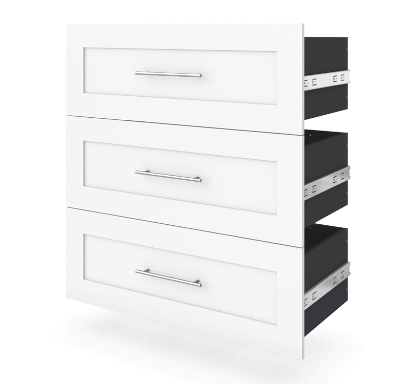 Modubox Storage Drawers White Pur 3-Drawer Set for Pur 36” Closet Organizer - Available in 4 Colours