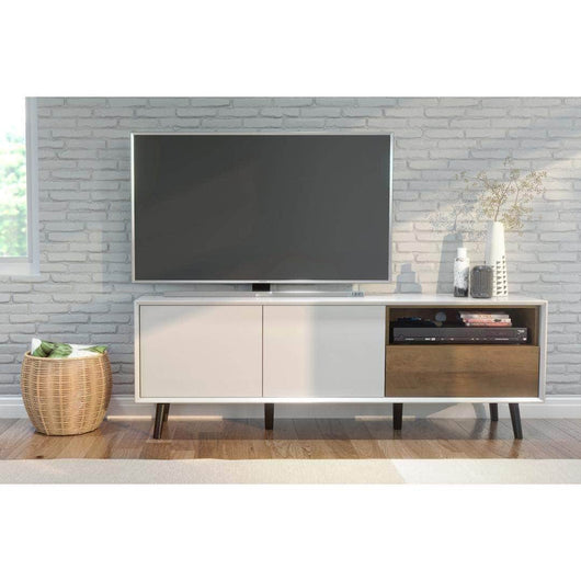 Modubox Alga TV Stand - White & Walnut Brown — Wholesale Furniture