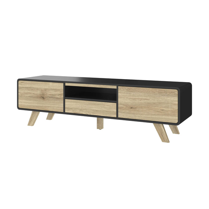 Modubox TV Stand Black UV & Sandy Brown Oak Alhena 63W TV Stand for 50 Inch TV - Available in 2 Colours
