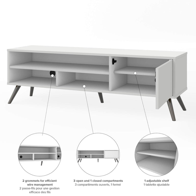 Modubox TV Stand Krom 54"W TV Stand with Metal Legs for 60" TV - Available in 2 Colours