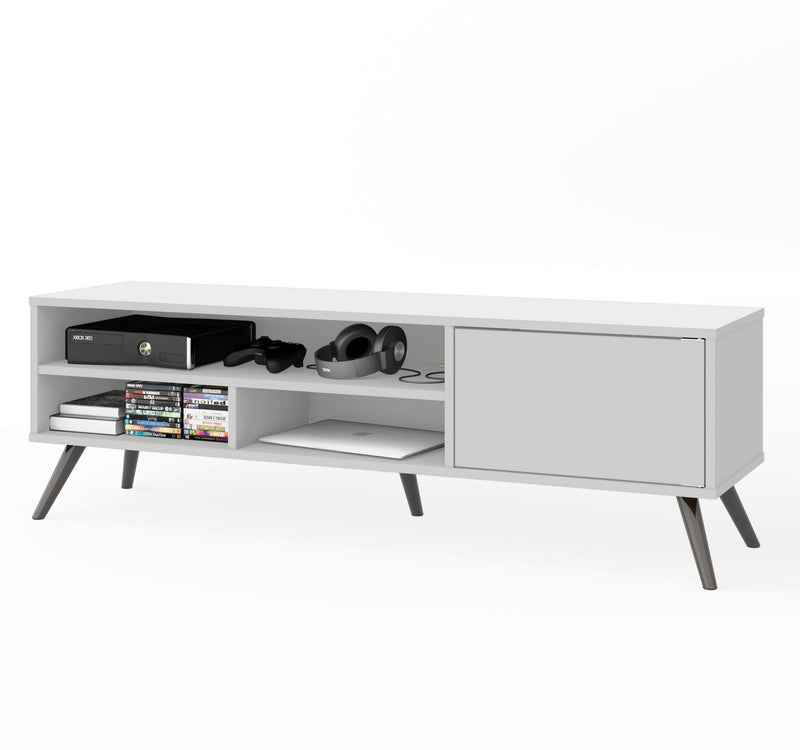 Modubox TV Stand White Krom 54"W TV Stand with Metal Legs for 60" TV - Available in 2 Colours