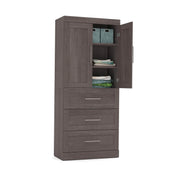 Modubox Wardrobe Bark Grey Pur 36W Wardrobe with 3 Drawers - Available in 2 Colours