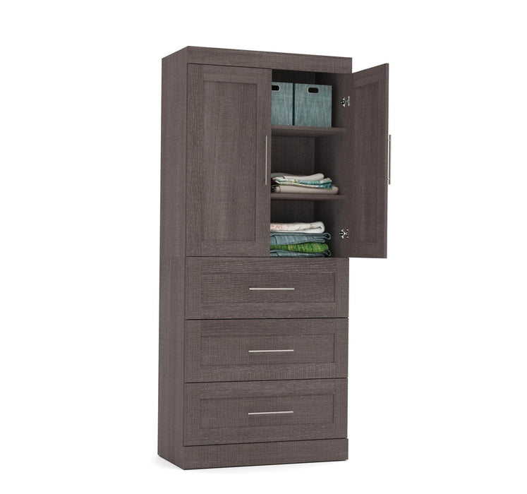 Modubox Wardrobe Bark Grey Pur 36W Wardrobe with 3 Drawers - Available in 2 Colours
