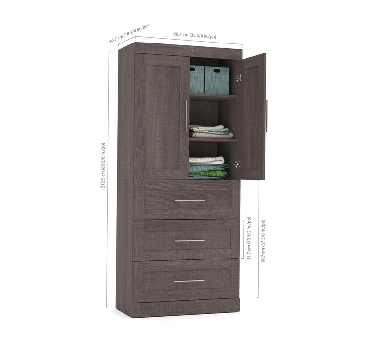 Modubox Wardrobe Pur 36W Wardrobe with 3 Drawers - Available in 2 Colours