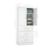 Modubox Wardrobe White Pur 36W Wardrobe with 3 Drawers - Available in 2 Colours