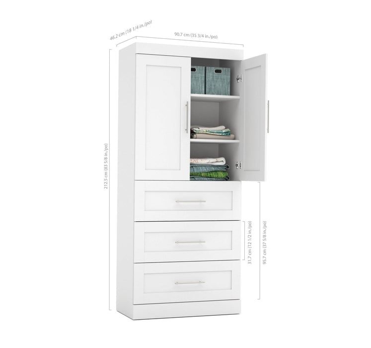 Modubox Wardrobe White Pur 36W Wardrobe with 3 Drawers - Available in 2 Colours