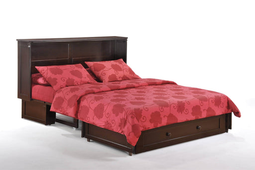 Night and Day Murphy Cabinet Bed Chocolate Clover Queen Size Murphy Bed Cabinet with Gel Memory Foam Mattress - Available in 3 Colours