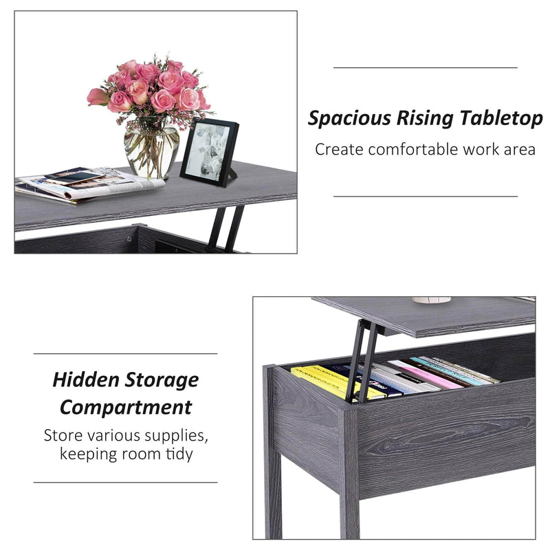 Pending - Aosom Coffee Table 39" Modern Lift Top Coffee Table Storage Shelf with Storage Compartment - Available in 2 Colours