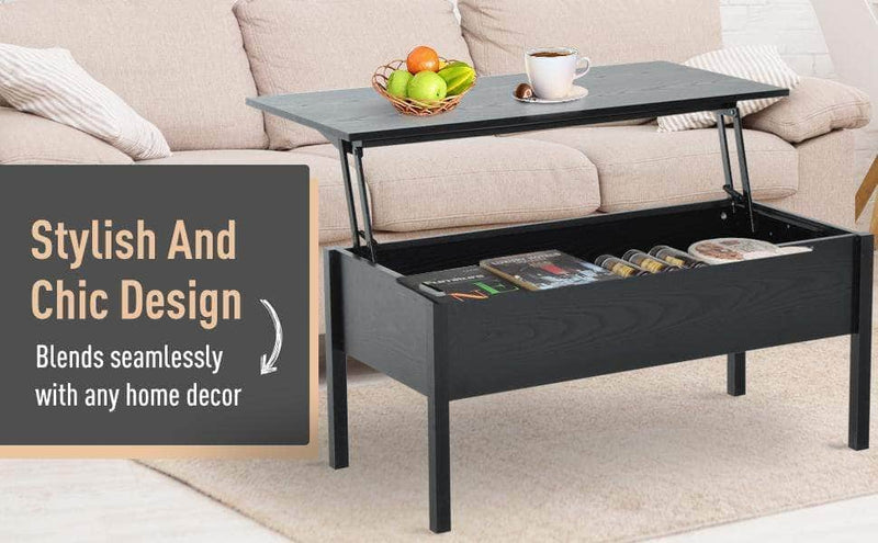 Pending - Aosom Coffee Table 39" Modern Lift Top Coffee Table Storage Shelf with Storage Compartment - Available in 2 Colours