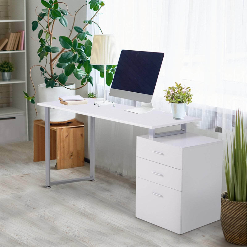 Pending - Aosom Computer Desk Industrial Style Office Desk Computer Desk with Multi-Use Removable File Drawers  - Available in 2 Colours
