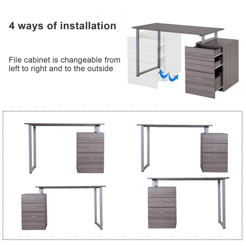 Pending - Aosom Computer Desk Industrial Style Office Desk Computer Desk with Multi-Use Removable File Drawers  - Available in 2 Colours