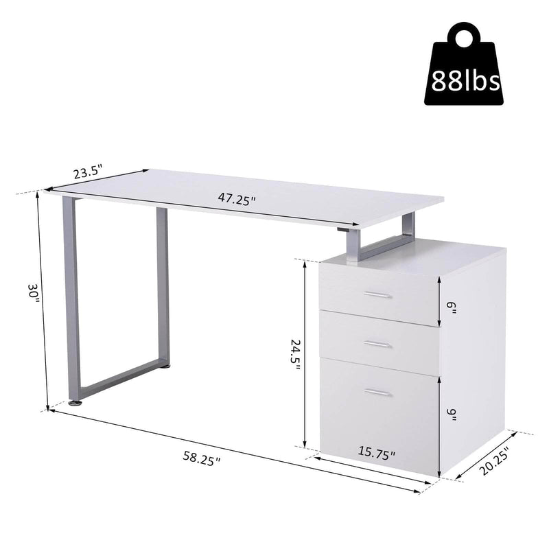 Pending - Aosom Computer Desk Industrial Style Office Desk Computer Desk with Multi-Use Removable File Drawers  - Available in 2 Colours