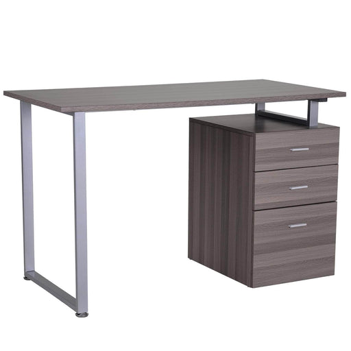 Pending - Aosom Computer Desk Silver & Brown Industrial Style Office Desk Computer Desk with Multi-Use Removable File Drawers  - Available in 2 Colours
