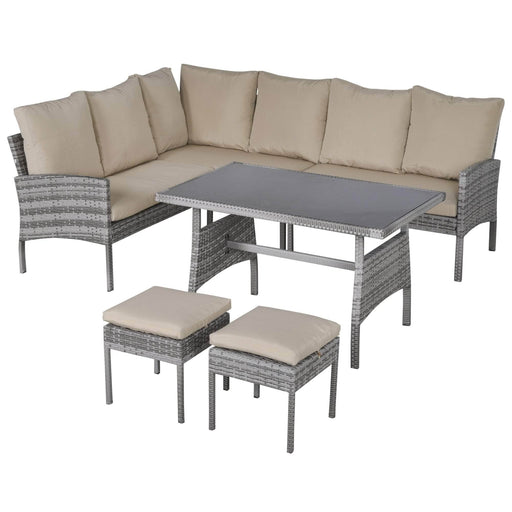 Pending - Aosom Conversation Set 6PCS Outdoor Patio Dining Table Sets All Weather PE Rattan Sofa Chair Furniture set Indoor Outdoor Backyard Garden with Cushions Khaqi - Light Grey Wicker