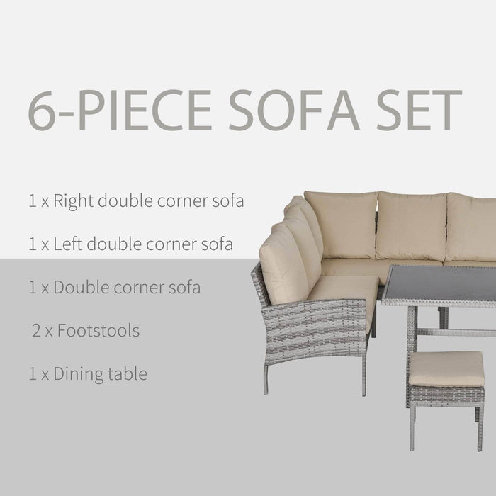 Pending - Aosom Conversation Set 6PCS Outdoor Patio Dining Table Sets All Weather PE Rattan Sofa Chair Furniture set Indoor Outdoor Backyard Garden with Cushions Khaqi - Light Grey Wicker