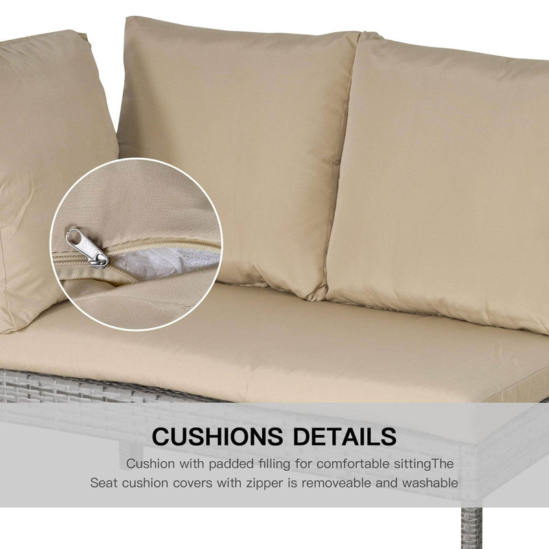 Pending - Aosom Conversation Set 6PCS Outdoor Patio Dining Table Sets All Weather PE Rattan Sofa Chair Furniture set Indoor Outdoor Backyard Garden with Cushions Khaqi - Light Grey Wicker