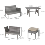 Pending - Aosom Conversation Set 6PCS Outdoor Patio Dining Table Sets All Weather PE Rattan Sofa Chair Furniture set Indoor Outdoor Backyard Garden with Cushions Khaqi - Light Grey Wicker