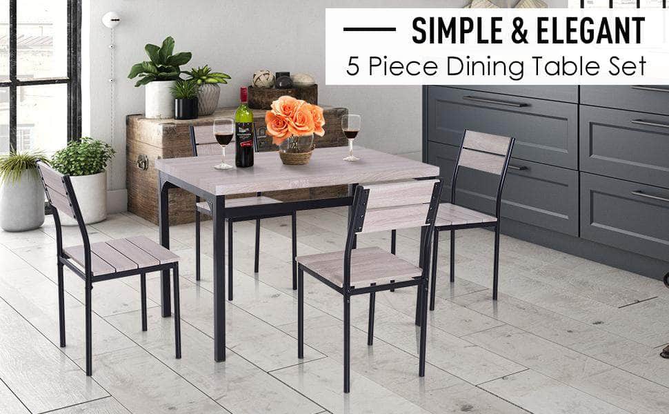 Pending - Aosom Dining Set 5PCs Wooden Dining Set Industrial Style Wood and Metal Kitchen Table Set for 4 Chairs Modern and Sleek Dinette - Coffee and Black