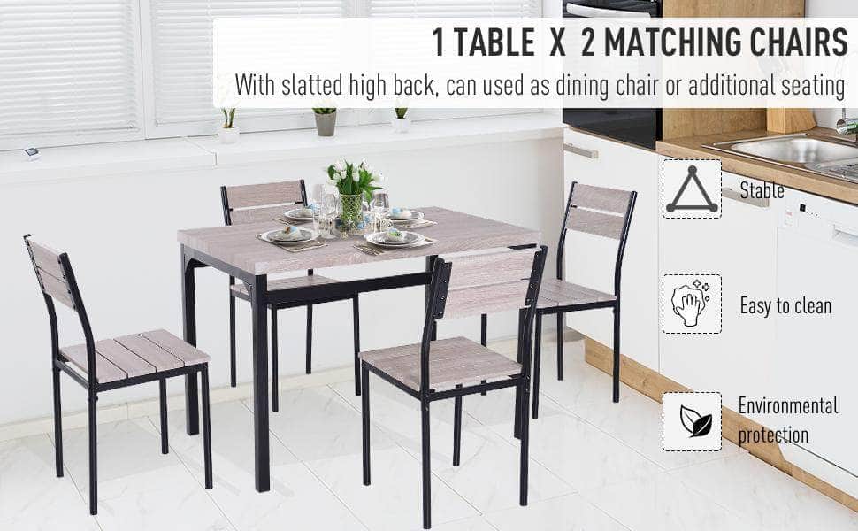 Pending - Aosom Dining Set 5PCs Wooden Dining Set Industrial Style Wood and Metal Kitchen Table Set for 4 Chairs Modern and Sleek Dinette - Coffee and Black