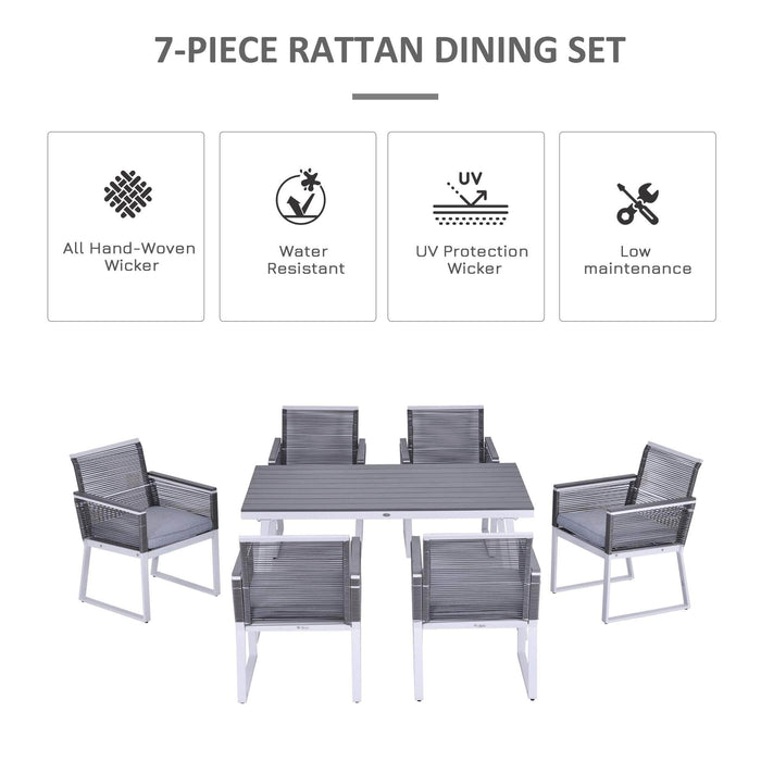 Pending - Aosom Dining Set 7 PCS Dining Set with 6 PE Rattan Cushioned Chairs & 1 Rectangle Table, Modern Outdoor Patio Furniture for Poolside, Porch, Patio, Balcony, Indoor - Grey