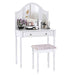 Pending - Aosom Dressing Set White Wood Dressing Vanity Makeup Table with Stool Tri-Mirror 2 Drawers - Available in 2 Colours