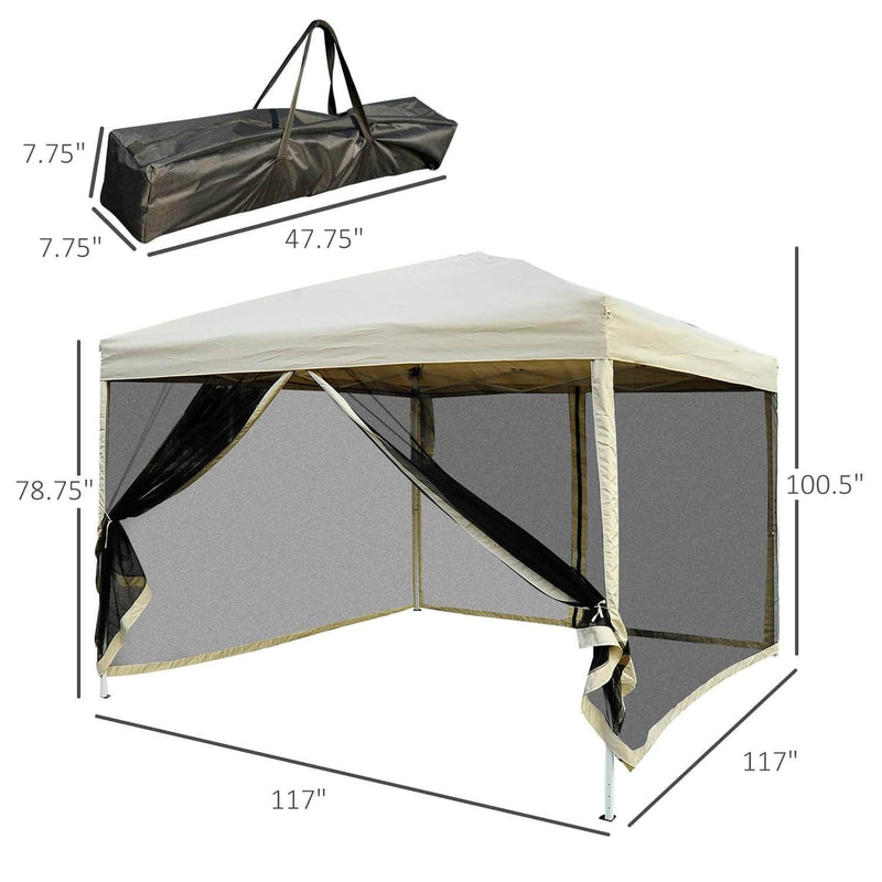 Pending - Aosom Easy Pop Up Canopy Tent with Mesh Side Walls, 10-Feet x 10-Feet, Ta - Tan