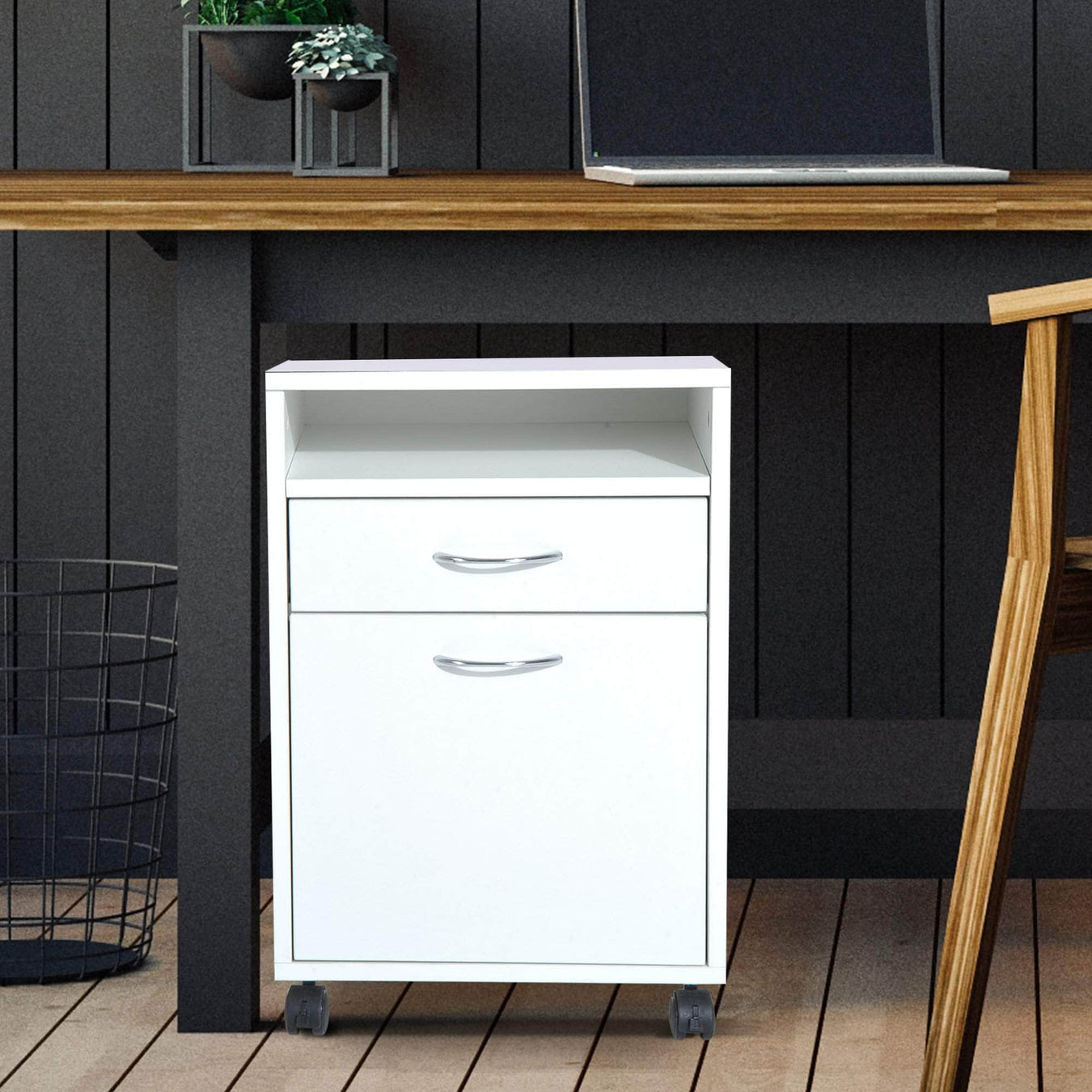Pending - Aosom File Cabinet 24" Rolling File Cabinet with Drawer Wheeled Documents Storage Printer Stand with Shelf Home Office  - White