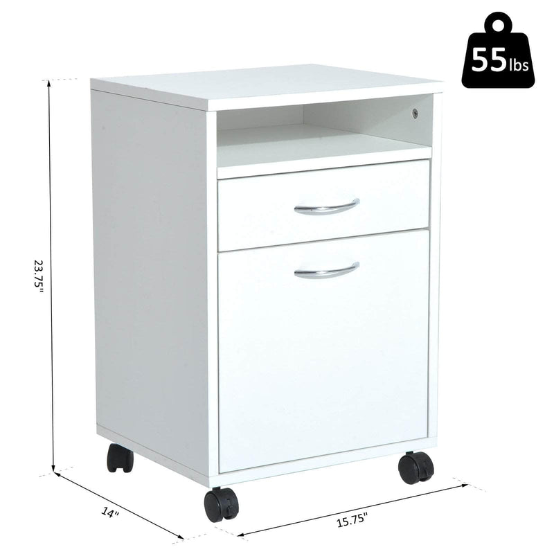 Pending - Aosom File Cabinet 24" Rolling File Cabinet with Drawer Wheeled Documents Storage Printer Stand with Shelf Home Office  - White