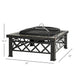 Pending - Aosom Fire Pit 30" Outdoor Steel Square Firepit Square Stove with Spark Screen Cover, Log Grate, Poker, Grill Net for Patio - Black