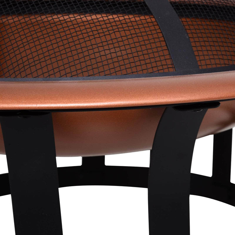 Pending - Aosom Fire Pit 30" Steel Round Outdoor Patio Fire Pit Wood Log Burning Heater with Poker Grate - Copper Basin Black Frame